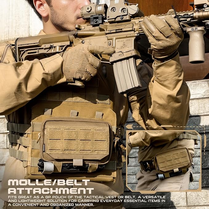 WYNEX Tactical Molle Admin Pouch,Tactical EDC Bag Utility Laser Cut EDC Tool Pouch Bag Annexes with American Flag