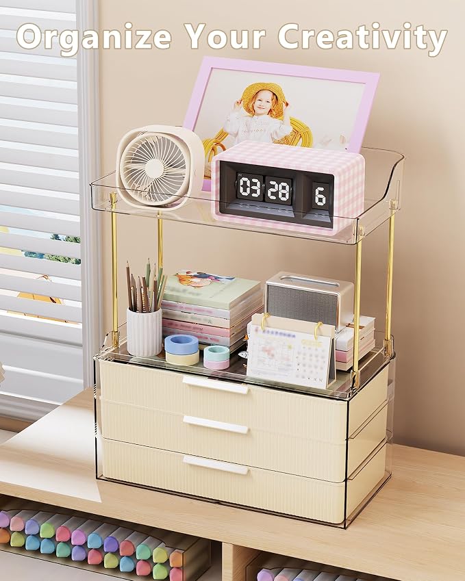 Anylady Bathroom Organizers and Storage, Makeup Organizer (Sturdy Durable Attractive), Ideal for Vanity, Countertop, Counter, Perfume, Skincare, Cabinet, Cosmetic, Dresser Organizer (Cream)