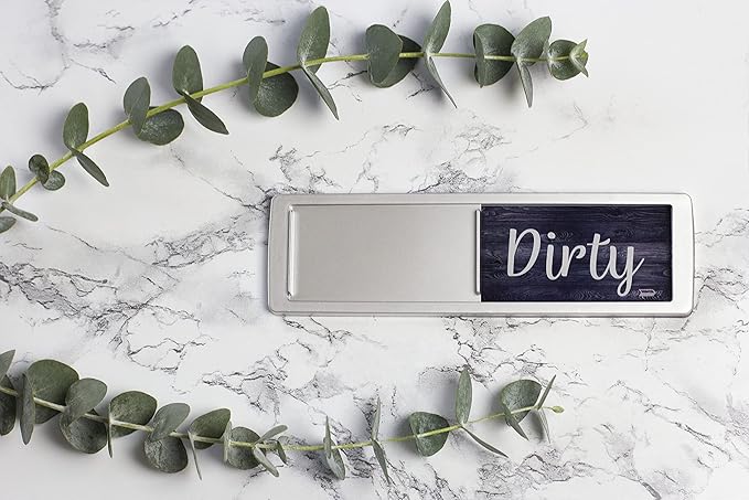 Dishwasher Magnet Clean Dirty Sign, Clean Dirty Magnet for Dishwasher, Rustic Farmhouse Kitchen Decor, Magnetic Dish Washer Sign Indicator, Sliding Rustic Dish Washer Signs, Black & White Wood