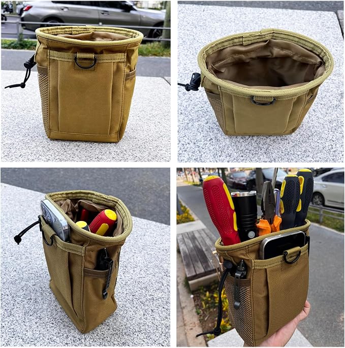 Small Tool Pouch,Utility Tool Bag, Small Toolbox, Screw Driver, Plier Organizer, Flashlight Holster and Knife Holder, Tool Belt Pouches for Electrician,Contractor,Plumber,Carpenter or Daily Home Use