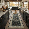 RELEANY Area Rugs Runner 2'x8' Washable Non-Slip, Floral Vintage Distress Medallion Carpet for Kitchen Hallway Bedroom Beside Laundry Room Bathroom, Vintage Black Brown Neutral