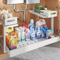1 Pack-16"-26"W Expandable Under Sink Organizer With Upgrade Ball-Bearing Slide,2-Tier Pull Out Under Cabinet Organizer Height Adjustable,Not Suitable For Cabinets With Partitions In The Middle