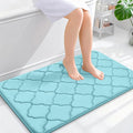 OLANLY Memory Foam Bath Mat Rug 36x24, Ultra Soft and Absorbent Bathroom Rugs, Non-Slip, Comfortable, Machine Washable Bath Carpet for Bathroom Floor, Tub, Shower and Home Decor Accessories, Sky Blue