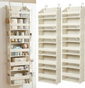 HOMELUX THEORY UPGRADED 6 Tiers Over The Door Organizer Hanging - 100D EXTRA THICK & 50lbs HUGE CAPACITY, 12 Side Mesh Pockets Over The Door Shoe Organizer, Hanging Closet Organizer (Ivory, 2pc)