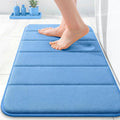OLANLY Memory Foam Bath Mat 35x16, Super Soft Absorbent Bathroom Rugs, Quick Dry, Machine Washable Shower Floor Rugs, Bathmat Carpet, Bathroom Home Decor Accessories, Cornflower Blue