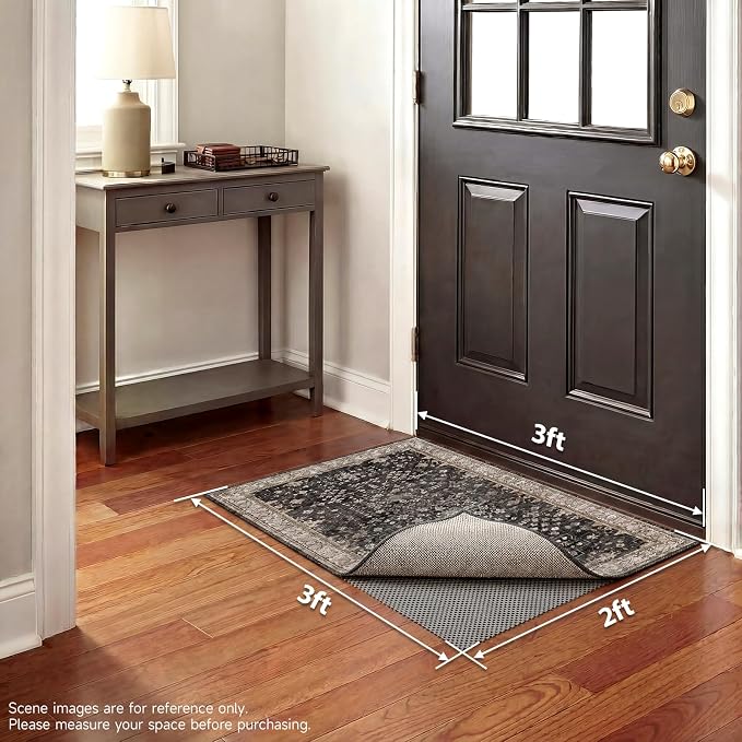 Veken 2x3 Ft Rug Pad Gripper for Hardwood Floors, Non Slip Dark Grey Rug Pads for Area Rugs, Thick Rug Grippers for Tile Floors, Under Carpet Anti Skid Mat, Keep Your Rugs Safe and in Place