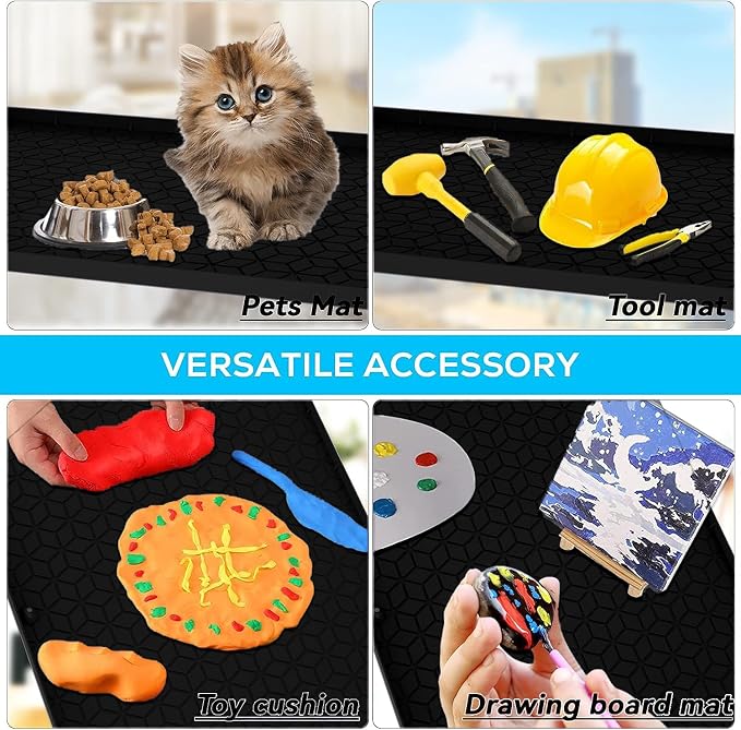Under Sink Mat for Kitchen, Silicone Waterproof Liner, Flexible Organizer Tray with Drain Hole, 3.4 Gallons Capacity, Easy to Clean