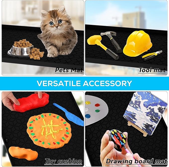 Under Sink Mat, 28"x22" Under Sink Mats for Kitchen, Silicone Waterproof Under Sink Liner, Sink Cabinet Organizer Tray with Drain Hole
