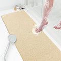 Shower Mat Bathtub Mat Non-Slip,47x16 inch, Soft Tub Mat with Drain,PVC Loofah Bath Mat (Phthalate Free) for Tub and Bathroom,Quick Drying,Khaki