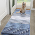 Kitinjoy Indoor Outdoor Door Mat, 59x24 Non-Slip Absorbent Dirt Trapper, Low-Profile Washable Inside Entrance Front Floor Mat, Sturdy Soft Entry Dotted Ombre Doormats for Entryway, Light Blue