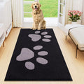 Smiry Dog Door Mat for Muddy Paws, Absorbs Moisture and Dirt, Low-Profile Entryway Mat with Non-Slip Backing, Entry Indoor Outdoor Doormat for Inside Floor (47x24 Inches, Black and Grey, Paw)
