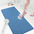 Shower Mat Bathtub Mat Non-Slip,36x16 inch, Soft Tub Mat with Drain,PVC Loofah Bath Mat (Phthalate Free) for Tub and Bathroom,Lake Blue