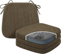 baibu Kitchen Chair Cushions Set of 4, Dual-Layer Patented Design Memory Foam Dining Chair Pads with Ties and Washable Cover, 4 Pack, 17" x 16" x 2", Brown