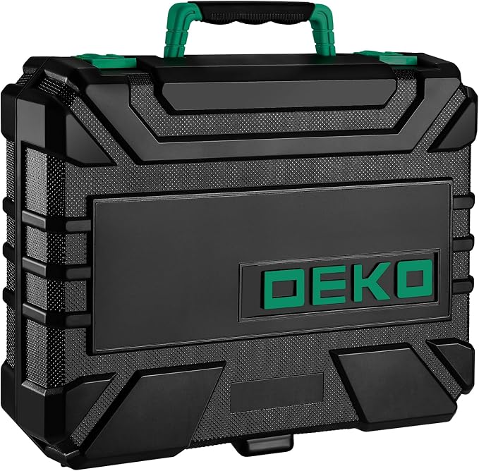 Tool Kit: 8V Cordless Drill, Home Toolbox with storage case, Hand Tool set for Home Repairs 126 Piece, Green
