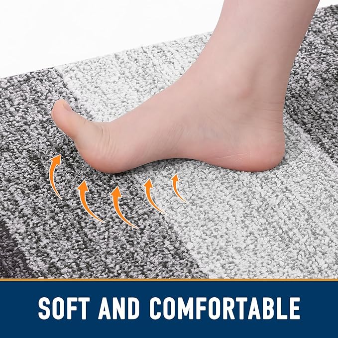 Smiry Dog Door Mat for Muddy Paws, Absorbs Moisture and Dirt, Low-Profile Entryway Mat with Non-Slip Backing, Entry Indoor Outdoor Doormat for Inside Floor (71x47 Inches, Light Grey, Striped)