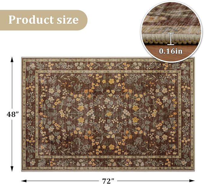 chakme Office Chair Mat for Hardwood Floor, 72"x48" Easy Glide Computer Desk Mat Protector for Rolling Chair Under Desk Rug Nonslip Backing, Machine Wash, (Floral)