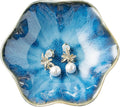 BEUNAIZER Jewelry Dish Tray, Ring Dish, Ceramic Trinket Tray, Key Bowl, Decorative Plate, for Friends Sisters Daughter Mother (Starry Blue)