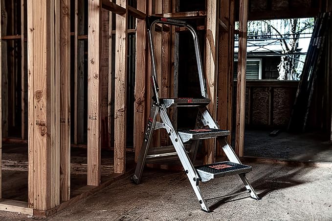 Little Giant Ladder Systems 10310BA Safety Step Stepladder with Handrail, 3-Step