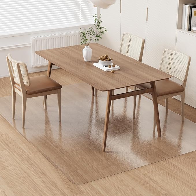 Clear Plastic Area Mat for Under Dining Table, 8'×10' Large No Slip Waterproof Vinyl Area Rug for Home, Anti-Spill Hard Floor Protector Cover, Splat Mat for Under High Chair, Easy Clean Floor Mat