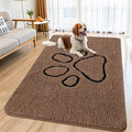 Smiry Dog Door Mat for Muddy Paws, Absorbent Dirt Trapper Non Slip Quick Dry Washable Chenille Mat for Mud Dogs, Entry Rug for Indoor and Outdoor (59x35 Inches, Coffee and Black)