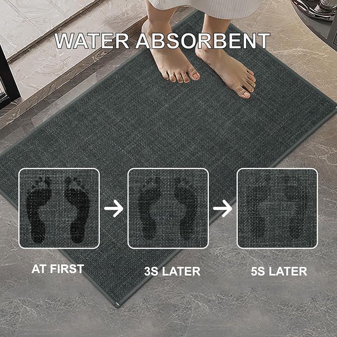 Maximum Non-Slip Indoor Door Mat, Long-Lasting, Soft & True Color with Rubber Backing, Washable & Stain-Resistant Entryway Mats with Powerful Dirt Trapper for Various Entrance, 17''x29'', Gray