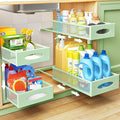 Under Sink Organizer, 2 Tier Pull out Cabinet Organizer Baskets with Mesh Sliding Drawers, Slide out Storage Shelf for Home, Kitchen, Bathroom, Pantry, Office Cabinet(1 Pack, Green)