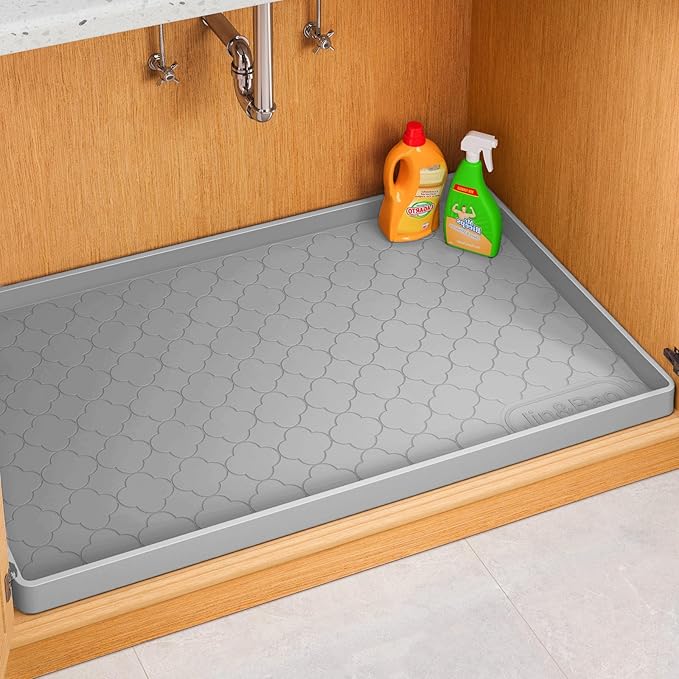 Jin&Bao Waterproof Under Sink Mat 40" x 22", Thick Silicone Mat Cabinet Protector for Kitchen and Bathroom, Shelf Liner, Home Organizer and Storage, Multipurpose Tray for Gadgets and Essentials