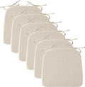 Ruqmuis Chair Cushions for Dining Chairs, 2" Thick Seat Cushions for Kitchen Chairs, D-Shaped Chair Pads with Washable Cover, Ties and Non Slip Backing, 17'' x 16'', Set of 6, Beige