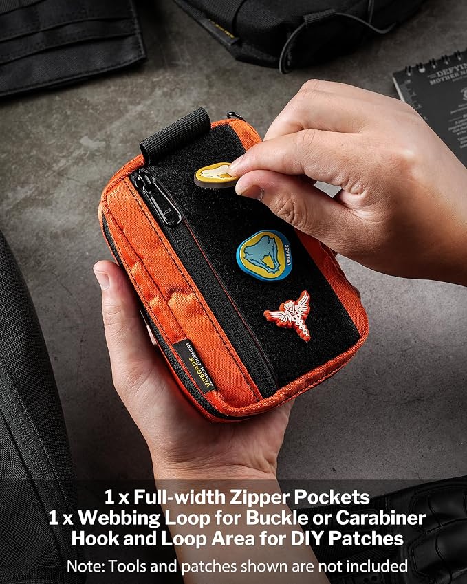 VIPERADE VE26 EDC Pouch Organizer with 11 Compartments, Small Tool Pouch with DIY Patches Area, EDC Pocket Organizer for Mutitools
