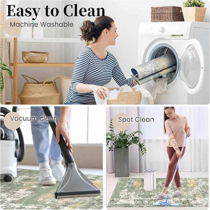 Office Chair Mat for Hardwood Floor & Tile Floor,48"X 60" Heavy Duty Desk Chair Mat for Hard Floors, Under Desk Rug for Rolling Computer Chair,Anti Slip,Low Pile Carpet Floor Protector-Abstract Green