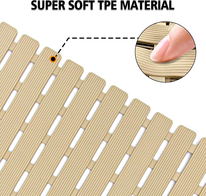 MBOSS Bathtub Mat Non Slip,Super Soft Bath Mat for Tub 24 X 24 Inch,Shower Mat with Suction Cups and Drain Holes,Non Slip Bathtub Mat for Elderly Bathroom