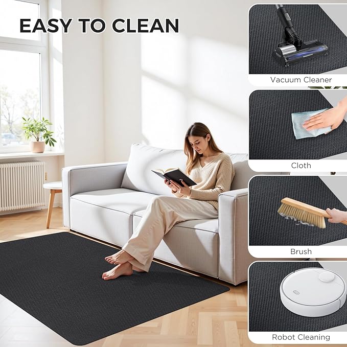 Sycoodeal Chair Mat, 40" x 55" Office Chair Mat for Hardwood and Tile Floor, Heavy Duty Floor Protector for Rolling Chairs, Non-Slip,Computer Mat for Home Office(Black)