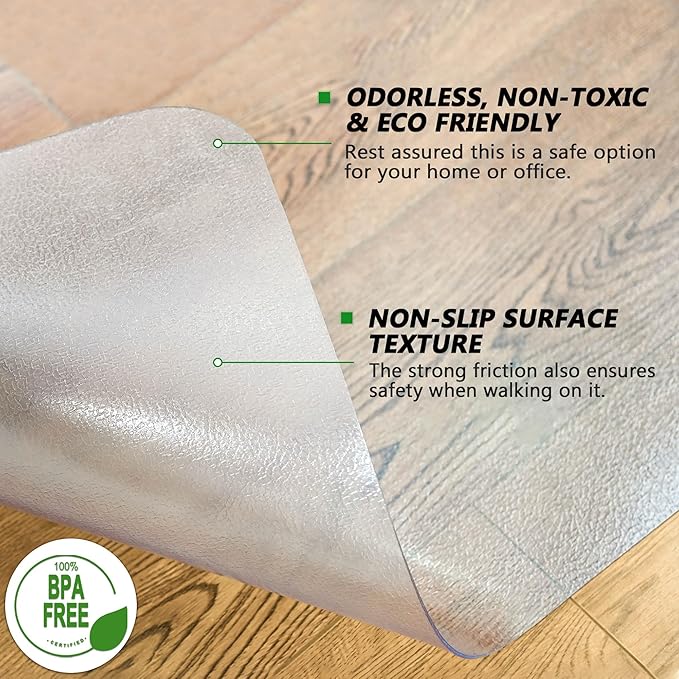 100pointONE Large Office Chair Mat for Hardwood Floor - 46" x 60" Clear Floor Protector Mat for Office Chair On Hardwood, Easy Glide Desk Chair Mat for Home & Office