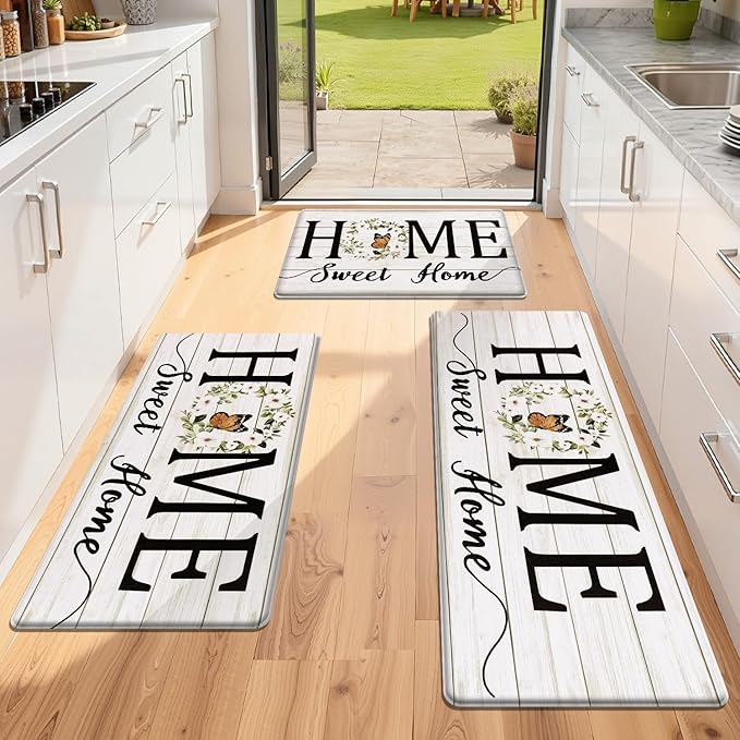 Yamaziot Anti Fatigue Kitchen Rug Set of 3, Non-Slip Waterproof Farmhouse Cushioned Comfort Standing Floor Mat for Kitchen, Office, Sink, Laundry