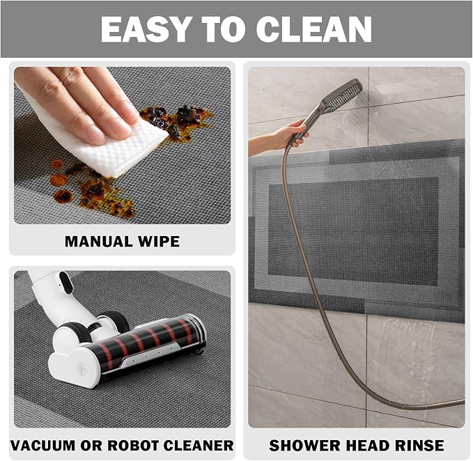 YDKGL Non Slip Long Bath Mat Bathroom Runner, Rubber Backing Ultra Thin Bathroom Rugs Fit Under Door Quick Dry Super Absorbent Washable Bath Rug Shower Mat for Bathtub Sink Floor, Dark Gray 17"x47"
