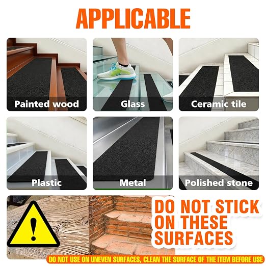 SIKEDEPRO 8" x 33Ft Grip Tape,Heavy Duty Anti Slip Tape for Stairs, Non-Skid Safety Traction Tape for Staircases, Black Friction, Abrasive Adhesive for Stairs,Non Slip for Stairs Outdoor/Indoor