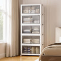 SAILUN 145Gal/580Qt Stackable Storage Bins Folding Collapsible Storage Bins with a Lid, Closet Organizers and Storage,White 26" W x 17" D x 71" H