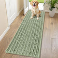 Smiry Dog Door Mat for Muddy Paws 70x24, Absorbent Dirt Trapper, Non-Slip Washable Chenille Entryway Rug for Inside Floor, Sage Green, Layered Pattern