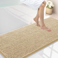 Smiry Luxury Chenille Bathroom Rugs 59x24, Extra Soft and Absorbent Shaggy Bath Mat, Machine Washable, Non-Slip Plush Carpet Runner for Tub, Shower, and Floor, Home Decor Accessories, Beige