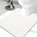 Smiry Luxury Chenille Toilet Rugs U-Shaped 24x20, Soft Absorbent Non-Slip Contour Bathroom Rugs for Toilet, Machine Washable Contoured Bath Mats, Ivory