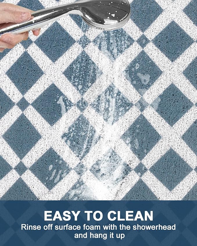 Shower Mat Non Slip - Quick Drying Anti Slip Shower Mats for Inside Shower, Soft PVC Loofah Foot Scrubber Mat, Extra Large Bath Mat for Shower, Tub, Bathroom, Floor, Kitchen, Home, Pool, Hotel