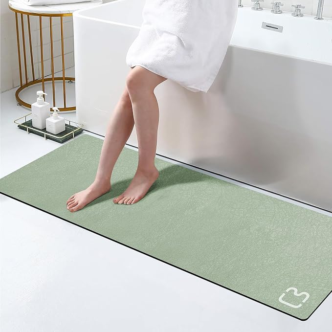 RUERYA Sage Green Bath Mat 15.7"x47.2" Extra Long Bathroom Mat Large Fast Dry Super Absorbent Non-Slip Rubber Backed Shower Mat Bath Rugs Mats for Bathroom Floor, Tub, Shower, Sink