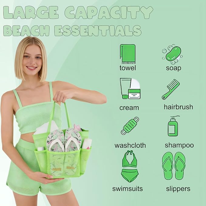 Attmu Mesh Shower Caddy Portable, Quick Dry Hanging Shower Tote Bag for College Dorm Room Essentials, Large Capacity Caddy Dorm for Bathroom Gym Swimming