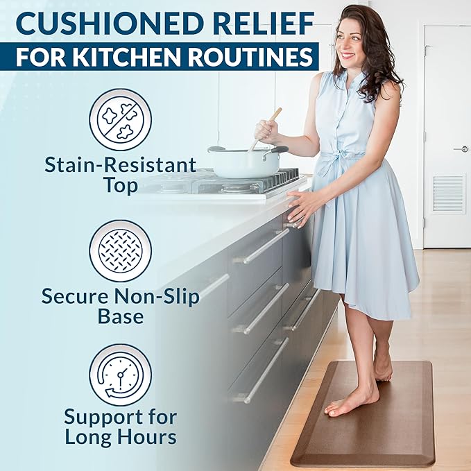 ComfiLife Anti Fatigue Floor Mat – 3/4 Inch Thick Kitchen Mats for Floor, Standing Desk Mat, Kitchen Rug – Comfort at Home, Office – Durable – Stain Resistant – Non-Slip Bottom (20" x 32", Beige)