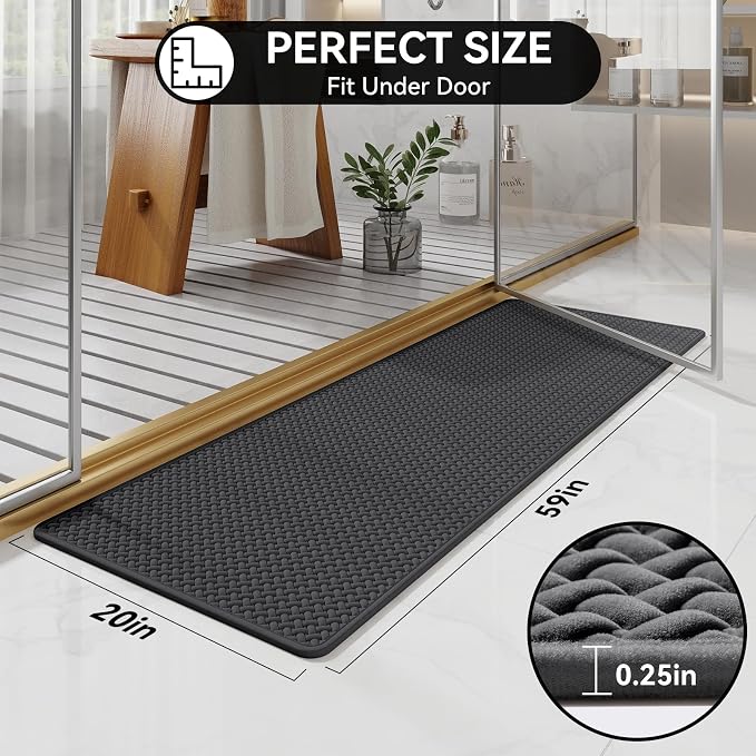 YDKGL Bathroom Runner Non Slip, Extra Soft Absorbent Quick Dry Bath Mats, Foam Weave Texture Thin Bath Rugs Washable with Rubber Backing, 20" x 59“