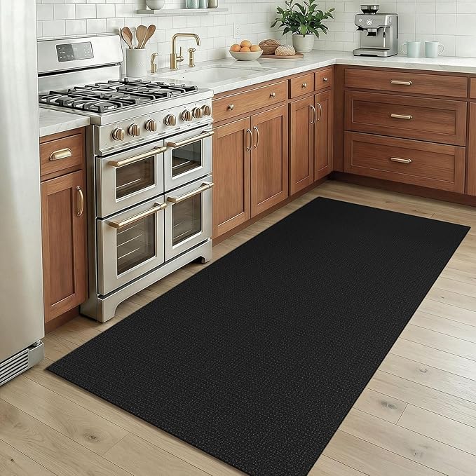 KOZYFLY Rugs for Entryway 3x5 ft Washable Area Rug Non Slip Rubber Backed Entry Rug Woven Indoor Door Mat Cotton Kitchen Rugs Floor Carpet for Entryway, Foyer, Backdoor, Black/Dark Grey