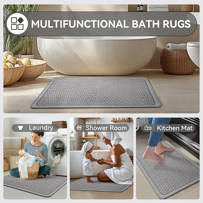YDKGL Bathroom Rugs, Ultra Thin Bath Mat Fit Under Door Super Absorbent Non Slip Quick Dry Bath Mat, Rubber Backing Shower Mat Outside Shower