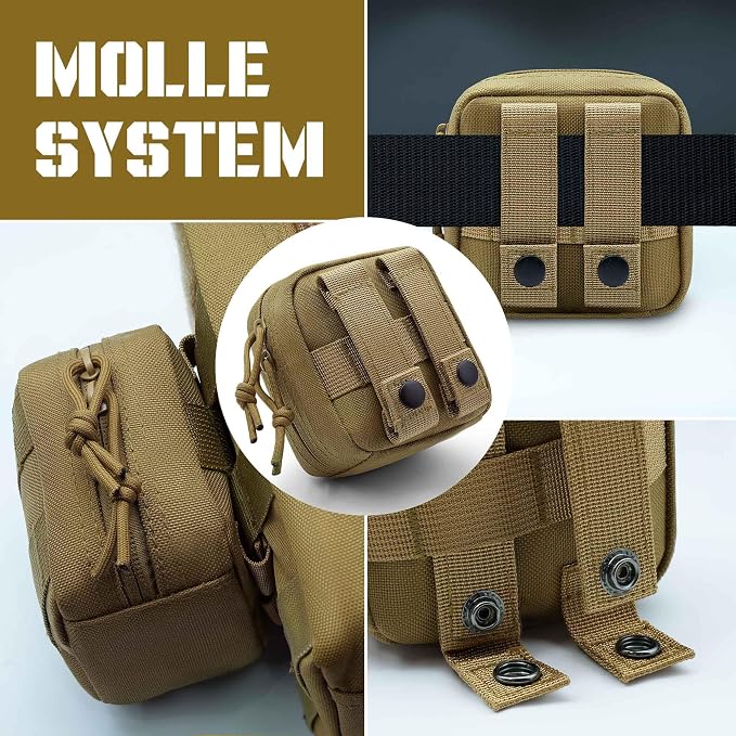 2 Pack Small Admin Pouch, 1000D Tactical Molle Mini Tool EDC Waist Belt Pouches Bag for Vest Backpack