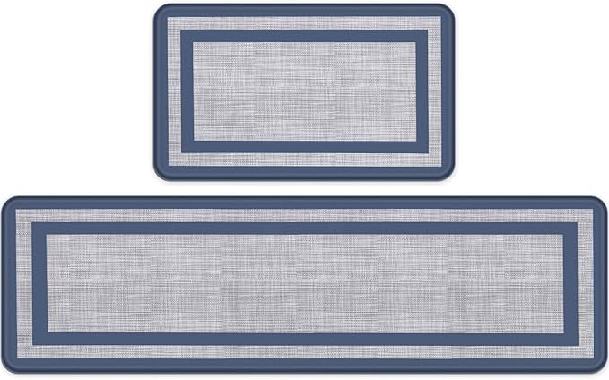 Mattitude Kitchen Mats Set of 2 Cushioned Rugs Anti-Fatigue Mats for Kitchen Floor,Waterproof Non-Slip Mats and Rugs Set for Office,Floor,Laundry 17.3"×29"+17.3"×59",Blue