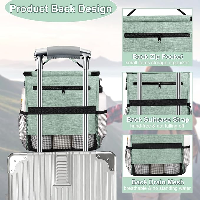 Attmu Shower Caddy Portable for Dorm Room Essentials, Hanging Shower Bag for College, Large Capacity Mesh Shower Caddy for Bath Essentials (Dusty Green)